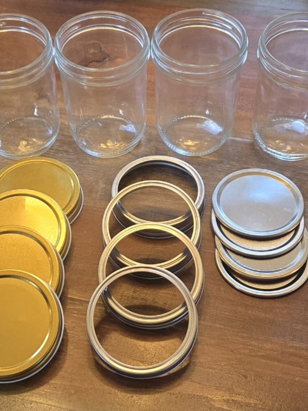 Set of 4 Wide Mouth Canning Glass Jars w Lids & Rings – Craft / Storage